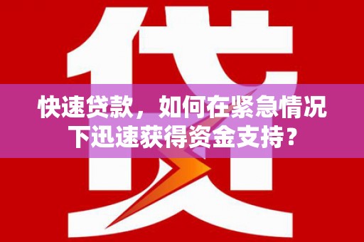 延津快速贷款，如何在紧急情况下迅速获得资金支持？