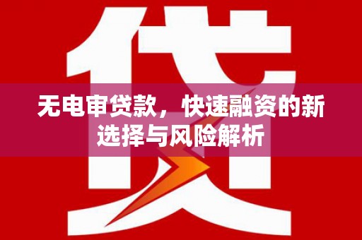 延津无电审贷款，快速融资的新选择与风险解析